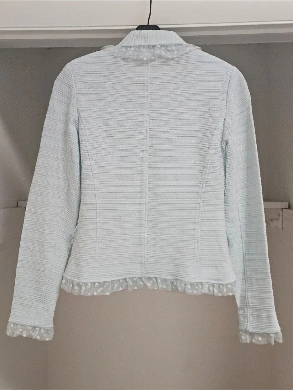 RICKIE FREEMAN TERI JON LIGHT BLUE LACE TRIM SKIRT SUIT SET 6